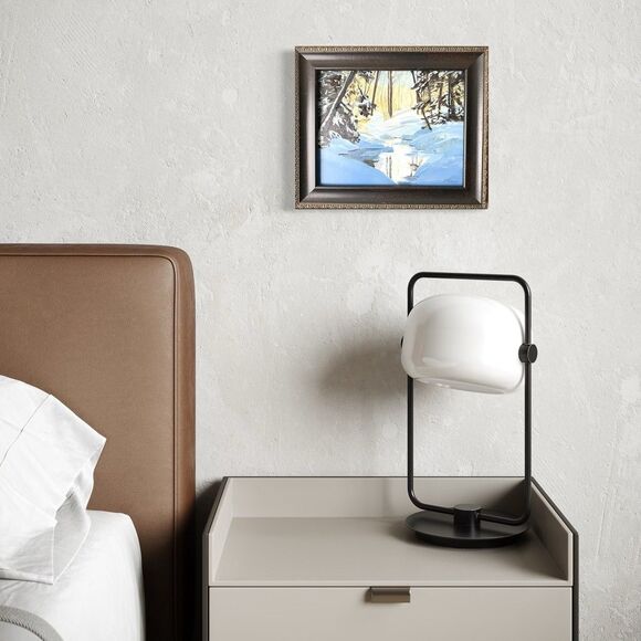 Framed Original Oil Painting Landscape Winter Snowy River Trees 10.5x12.5 Signed - Picture 5 of 9